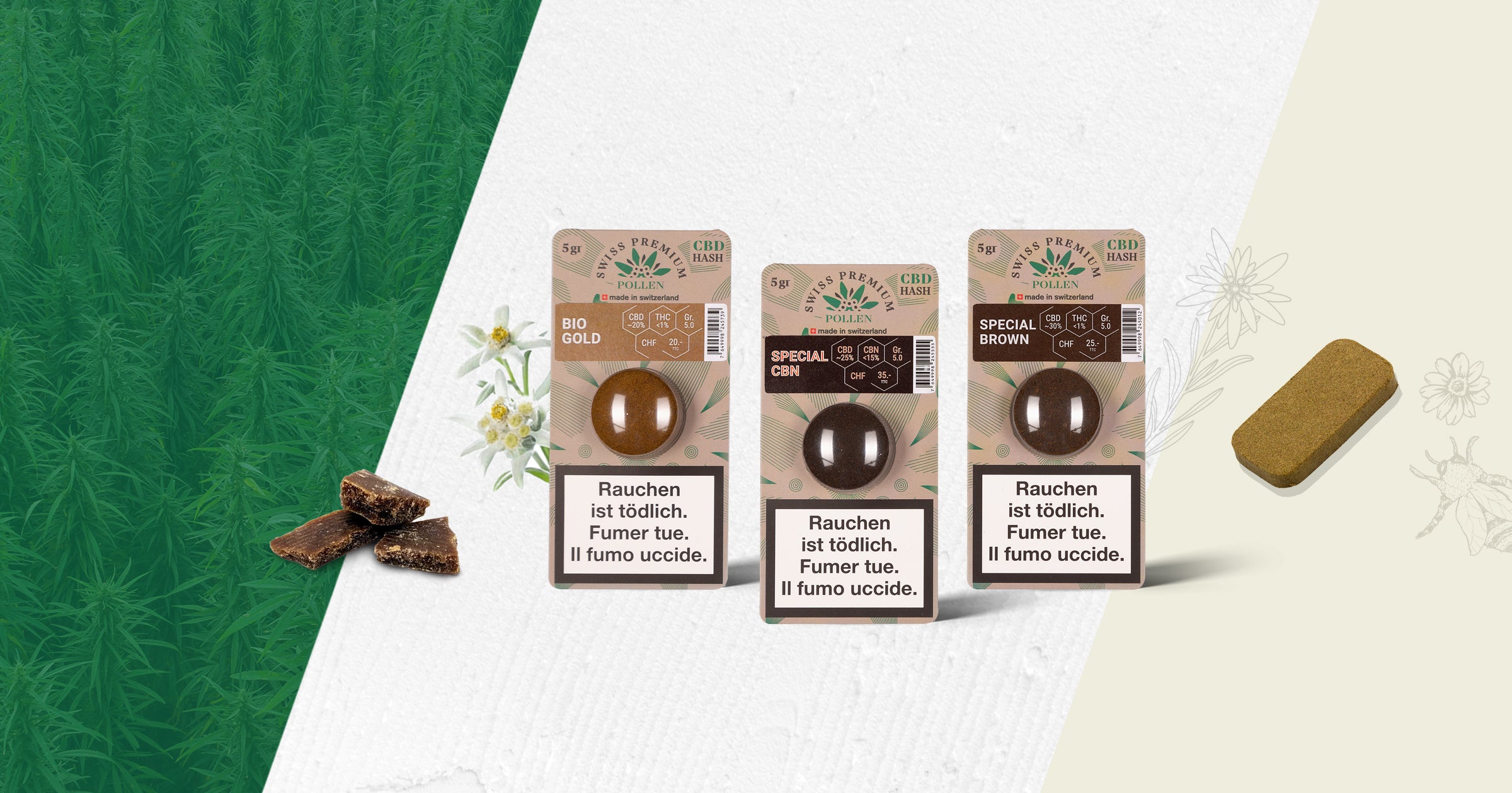 Pollen, Hash et Rocks CBD | Boutique en Ligne Suisse