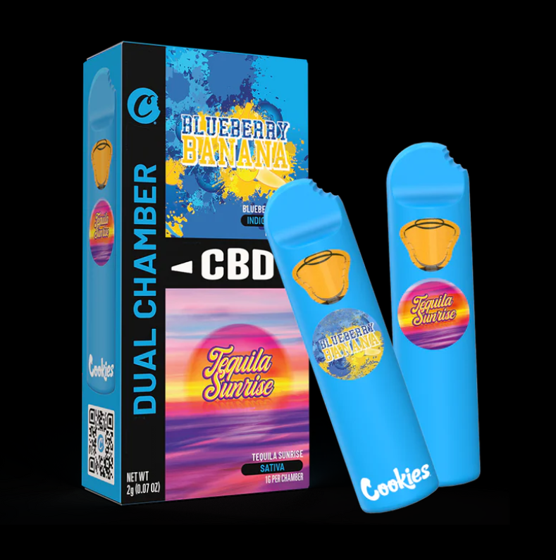 Cookies Dual CBD : Dual Chamber CBD Blueberry Banana & Tequila Sunrise